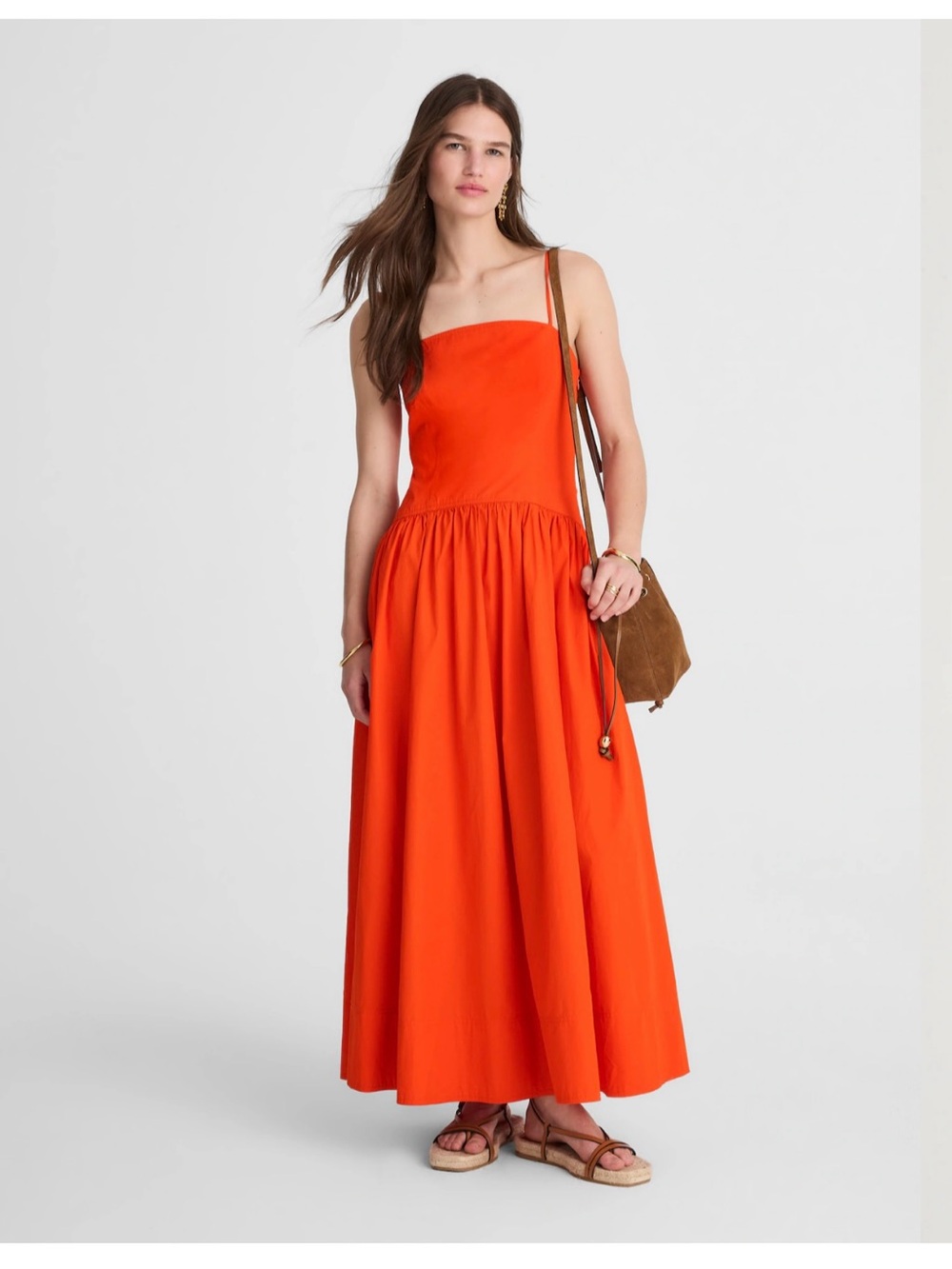 Madewell Orange Strapless-Style Maxi Dress
